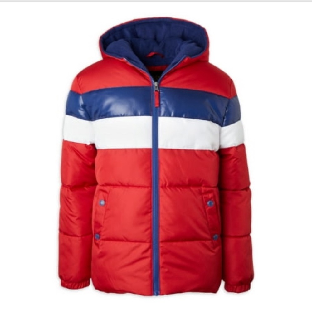 Kids Red and Blue Puffer Jacket